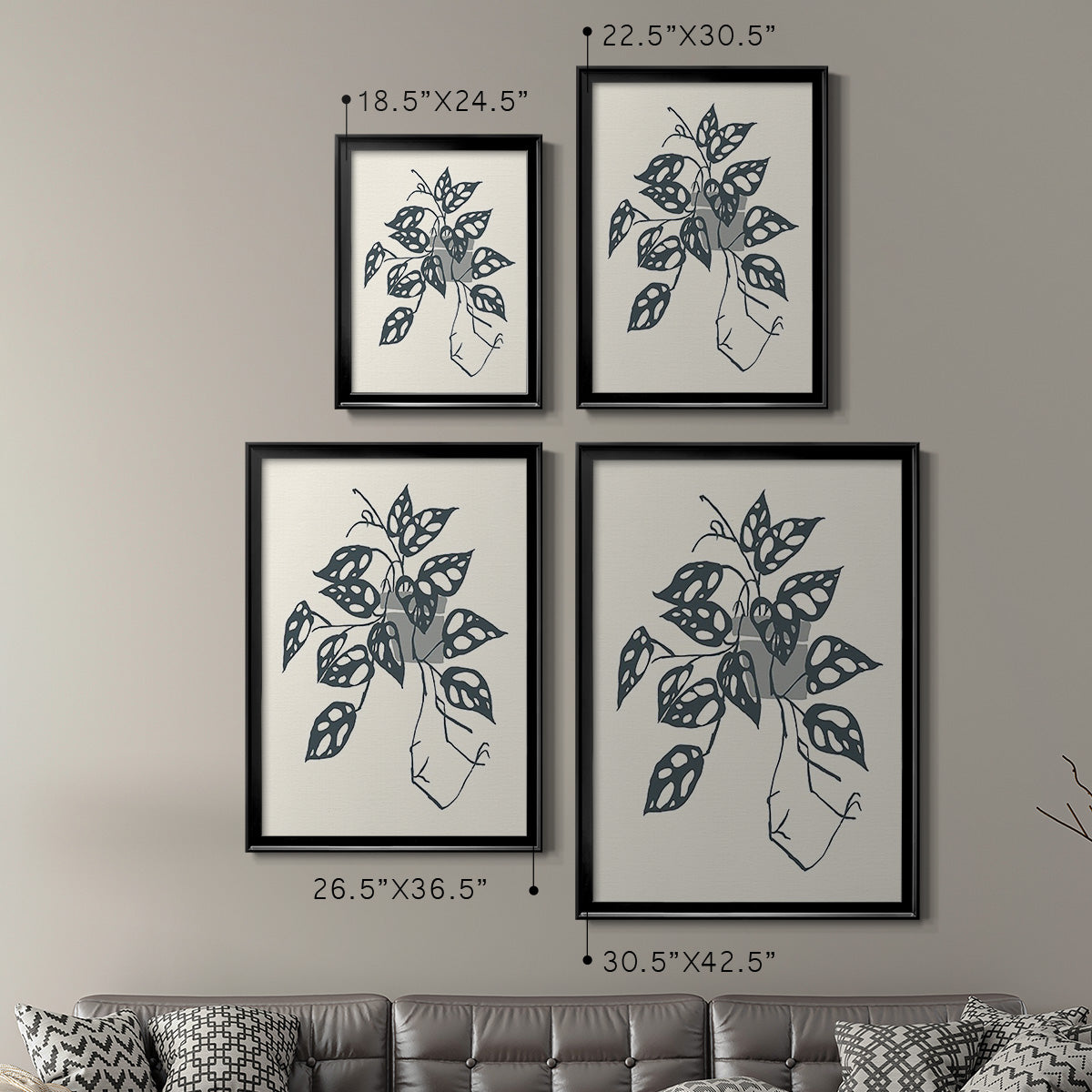 Growing Leaves III - Modern Framed Canvas Print