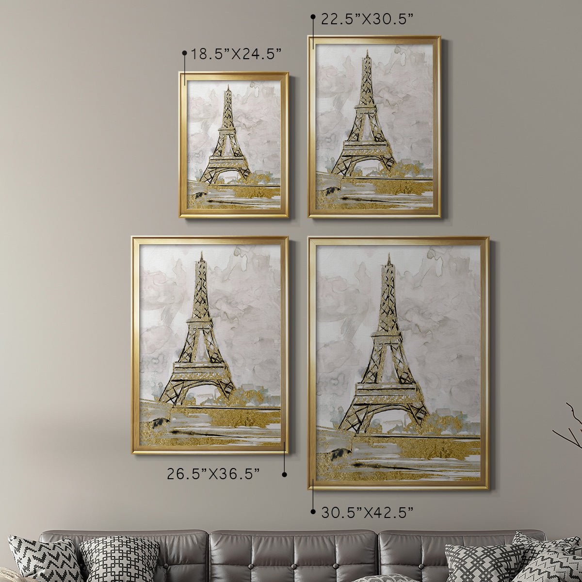 Eiffel Tower Glitz - Modern Framed Canvas Print