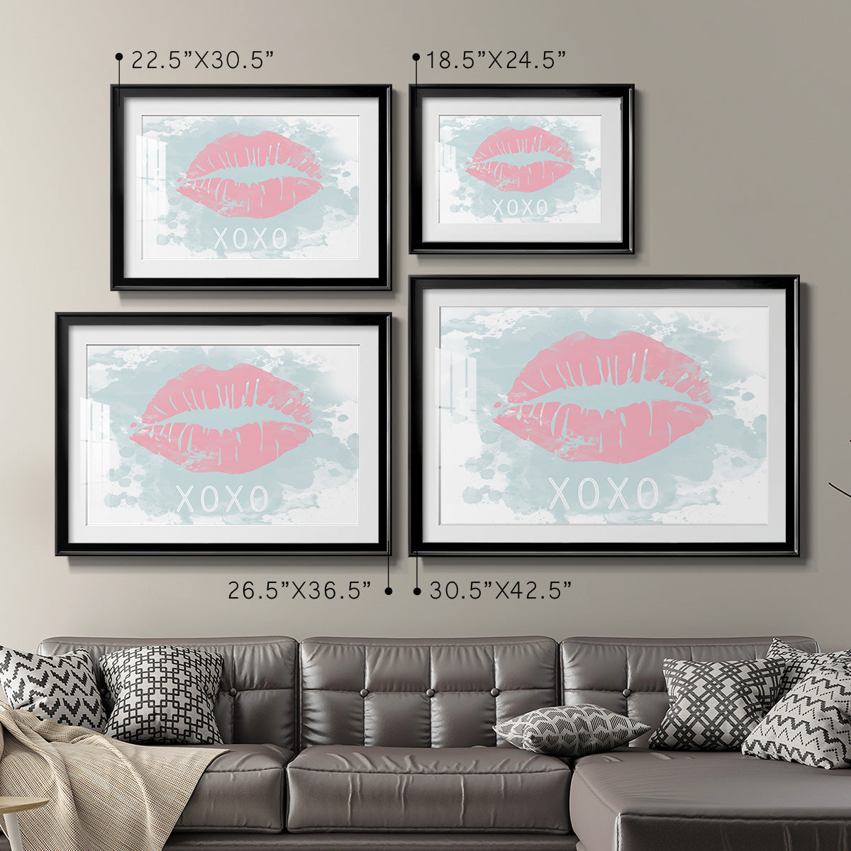 XOXO in Color - Modern Framed Art Print