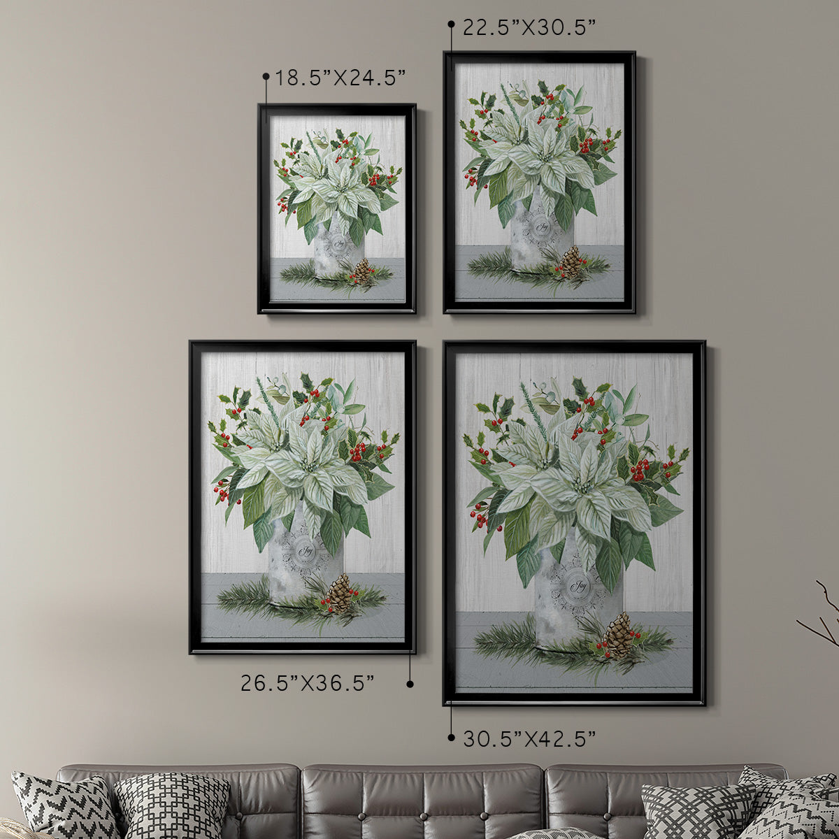 Farmhouse Christmas Joy - Modern Framed Canvas Print