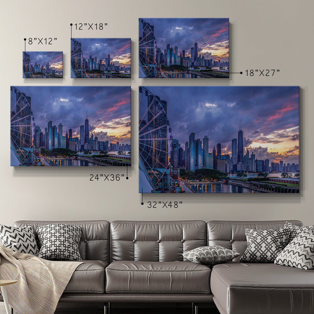 Chicago Skyline at Sunset - Canvas Art Print