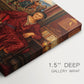Canvas art print of a woman seated inside ornate interior symbolizing confinement and luxury, highlighting texture and gallery-wrapped edges