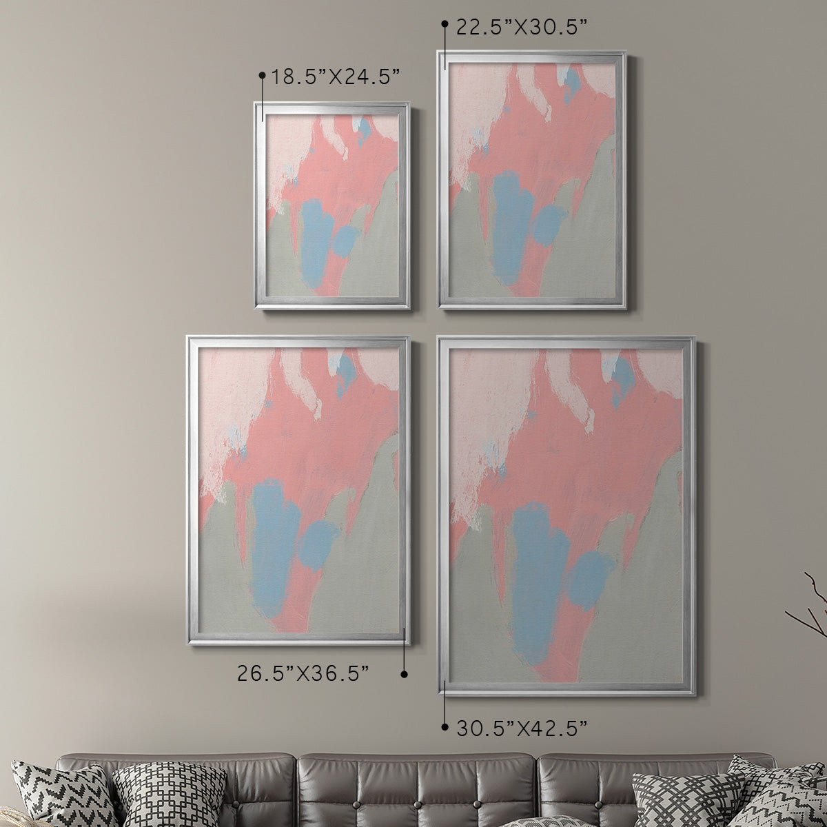 Blushing Abstract III - Modern Framed Canvas Print