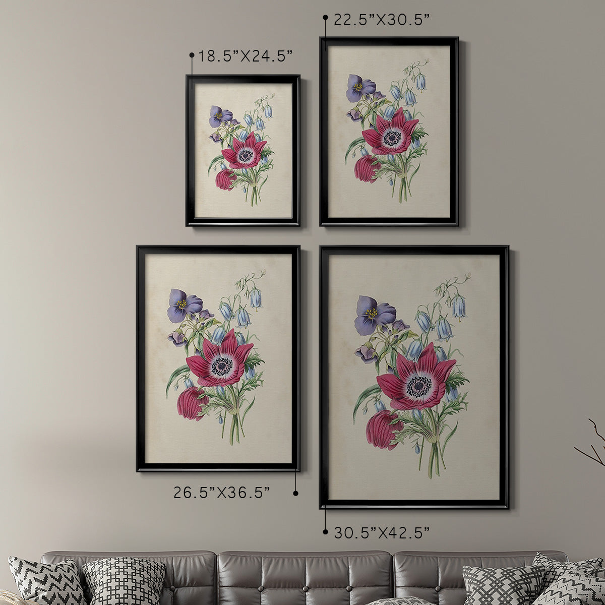 Antique Garden Bouquet I - Modern Framed Canvas Print