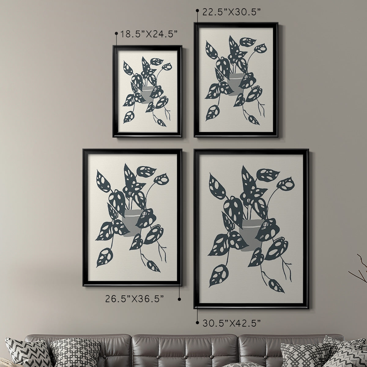 Growing Leaves IV - Modern Framed Canvas Print