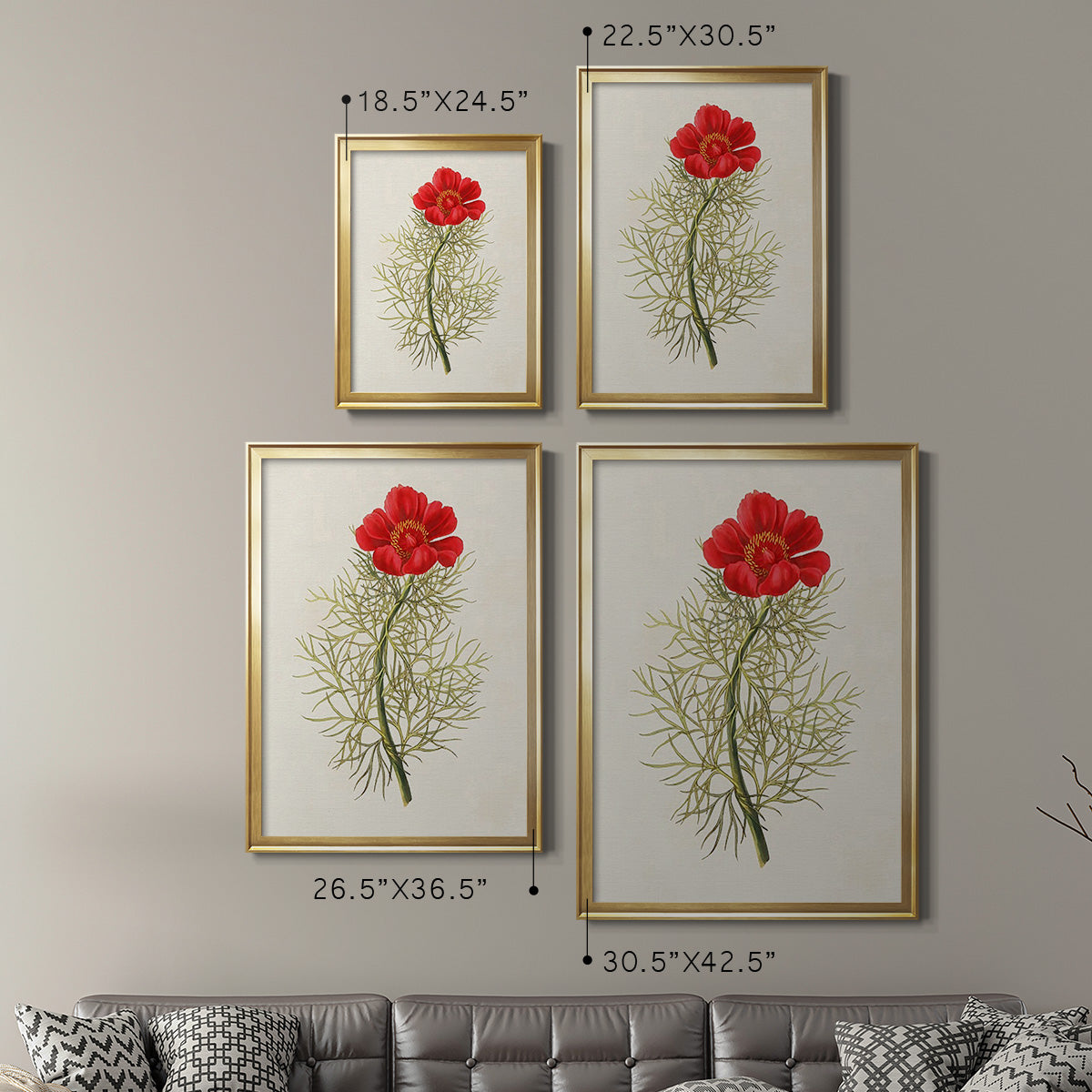 Flowers of the Seasons VII - Modern Framed Canvas Print