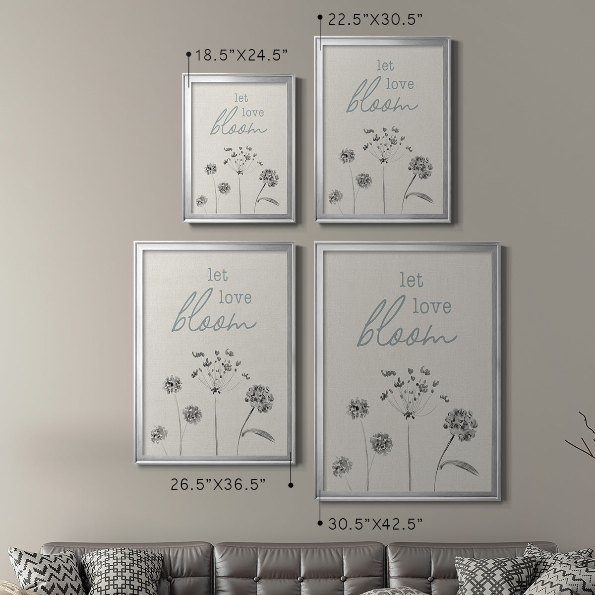 Let Love Bloom - Modern Framed Canvas Print