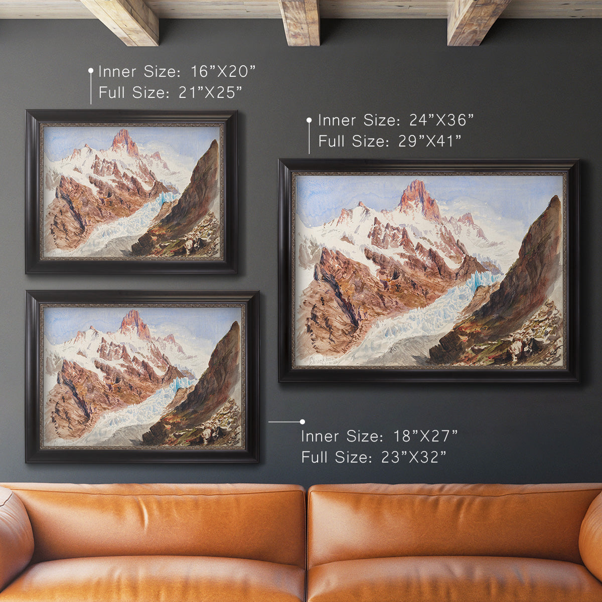 Schreckhorn, Eismeer - Ornate Framed Canvas Print