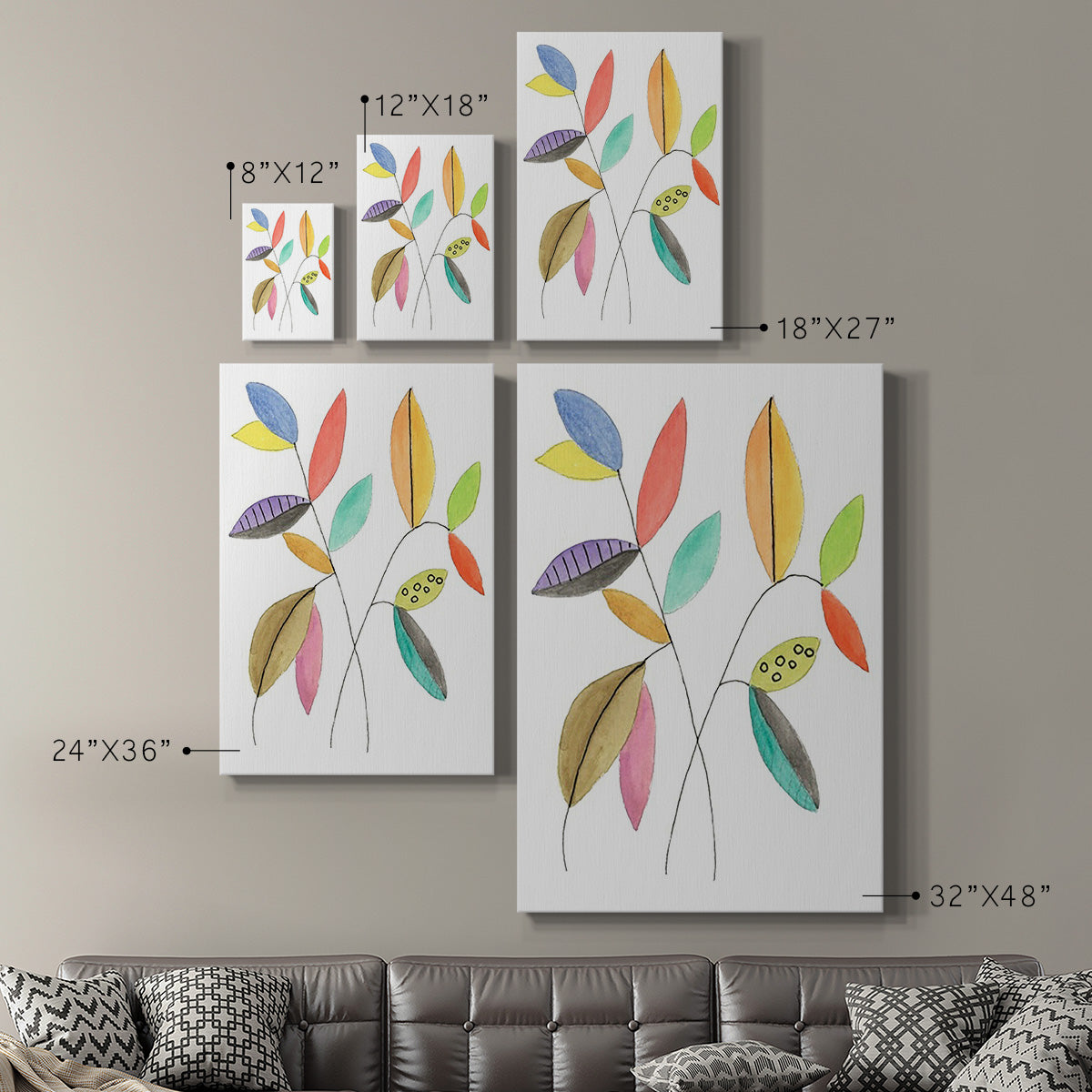 Color Pop Leaves IV - Canvas Art Print