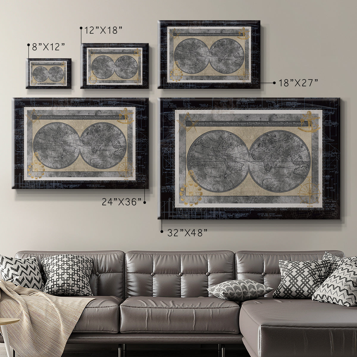 Night World Blueprint Premium Gallery Wrapped Canvas - Ready to Hang