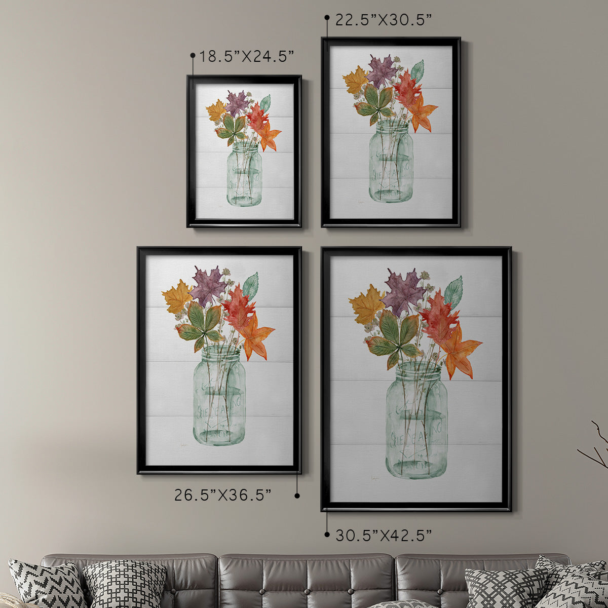 Harvest Home Leaves I - Modern Framed Canvas Print