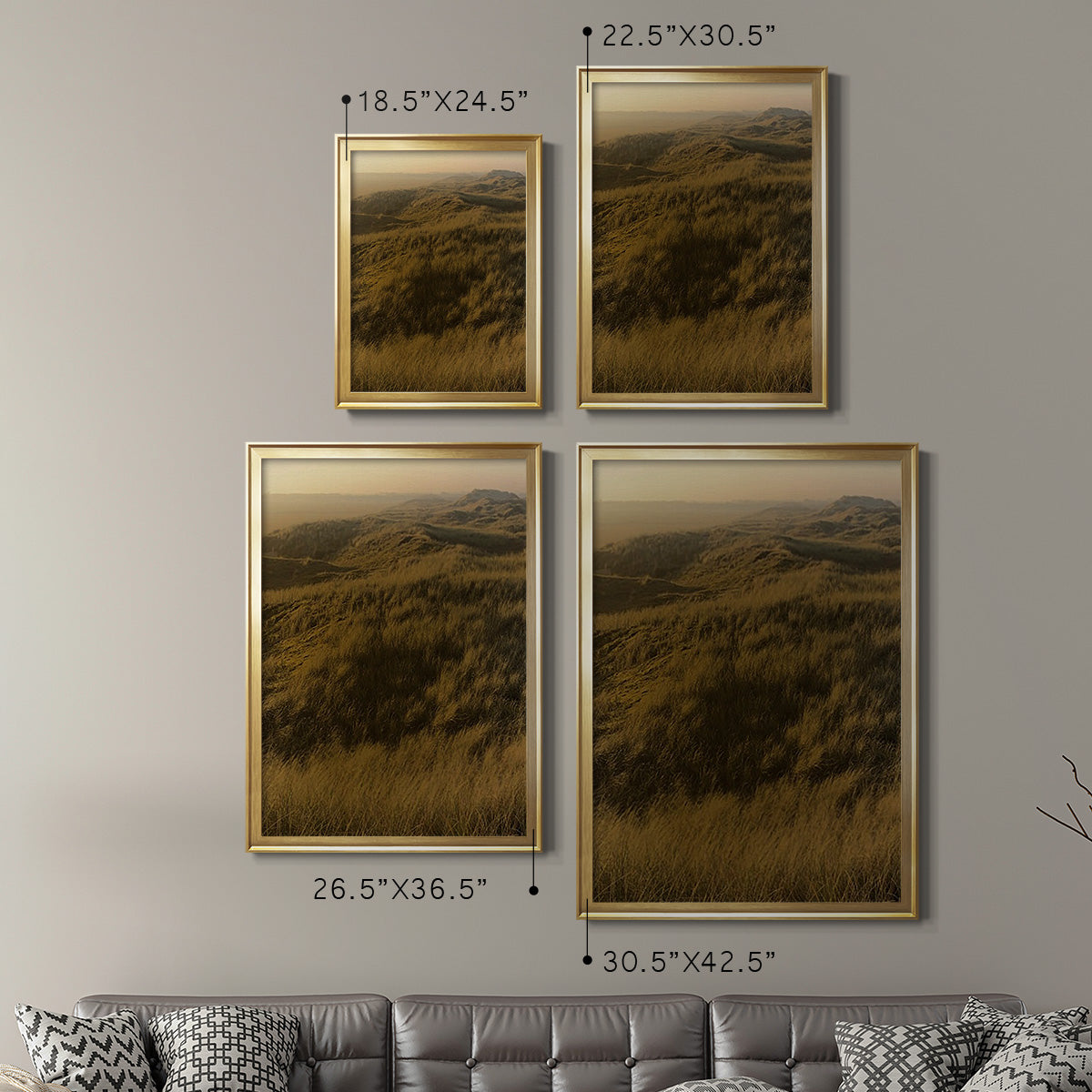 Golden Fog I - Modern Framed Canvas Print