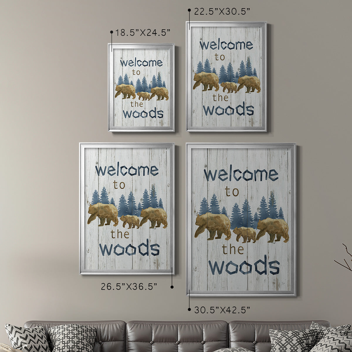 Welcome to the Woods - Modern Framed Canvas Print