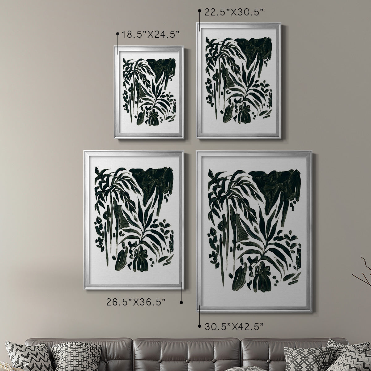 Ink Jungle II - Modern Framed Canvas Print