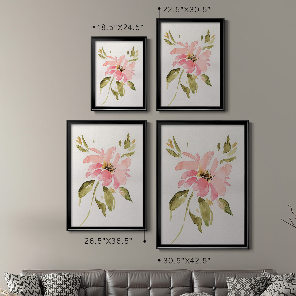 One Pink Bloom I - Modern Framed Canvas Print
