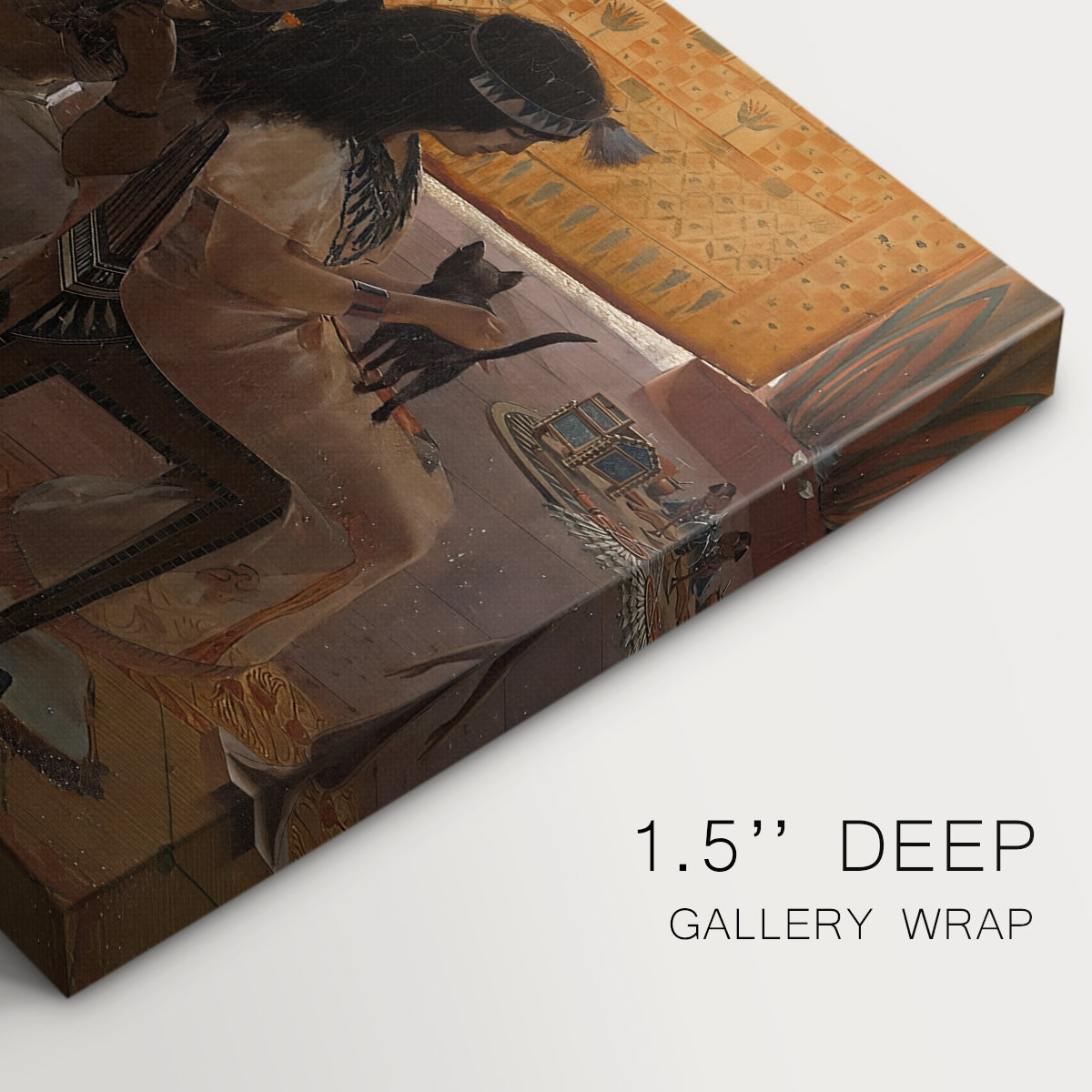 Canvas art print of ancient Egyptian figures gathered in ceremonial or architectural setting, highlighting texture and gallery-wrapped edges