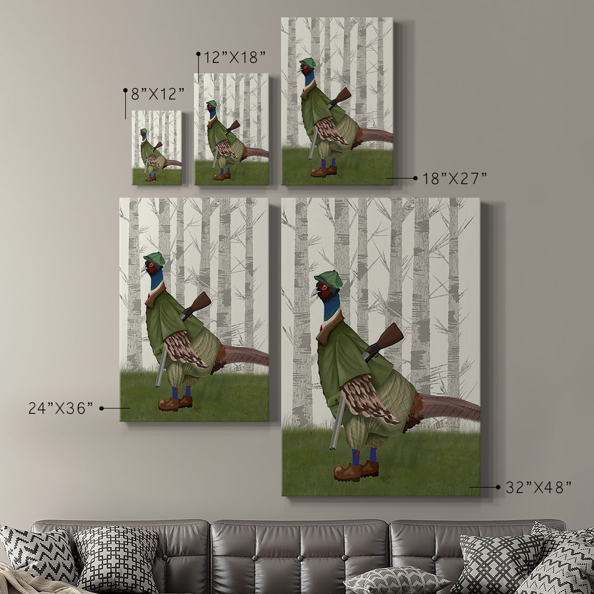 Pheasant Shooting Party 1 Premium Gallery Wrapped Canvas - Ready to Hang