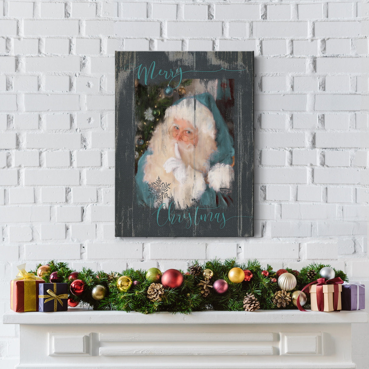 Teal Santa - Canvas Art Print