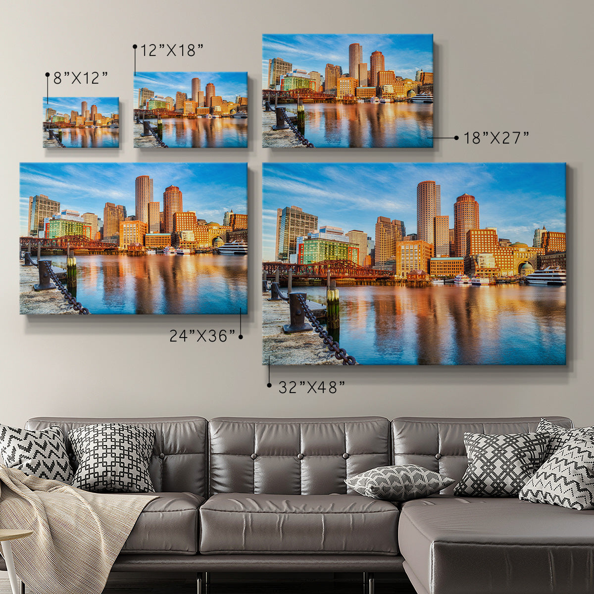 Boston Skyline with Financial District - Canvas Art Print