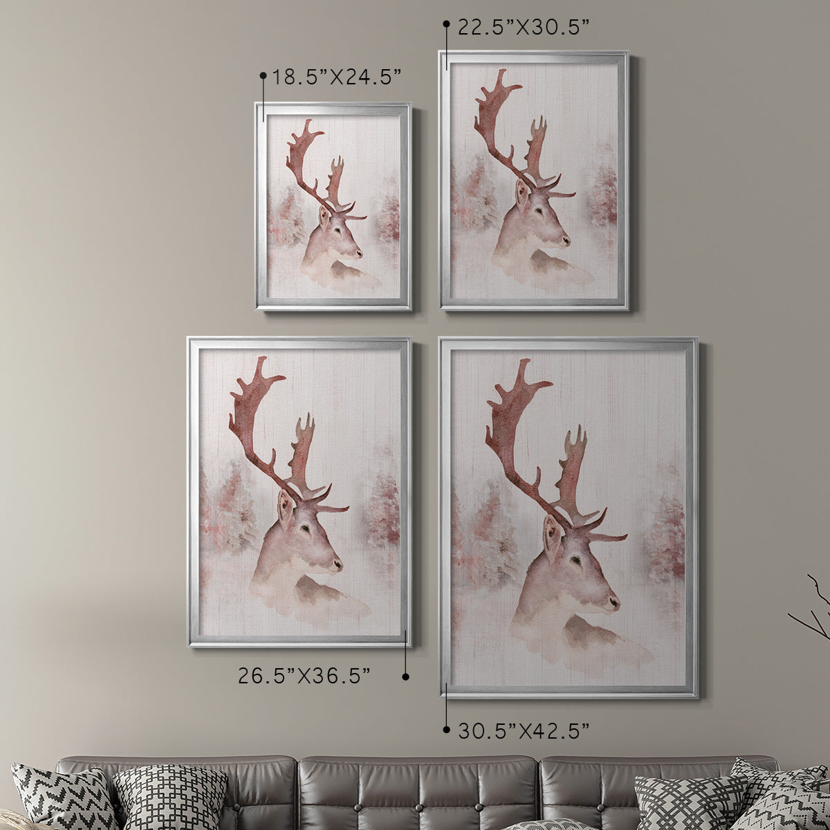 Blush Deer - Modern Framed Canvas Print