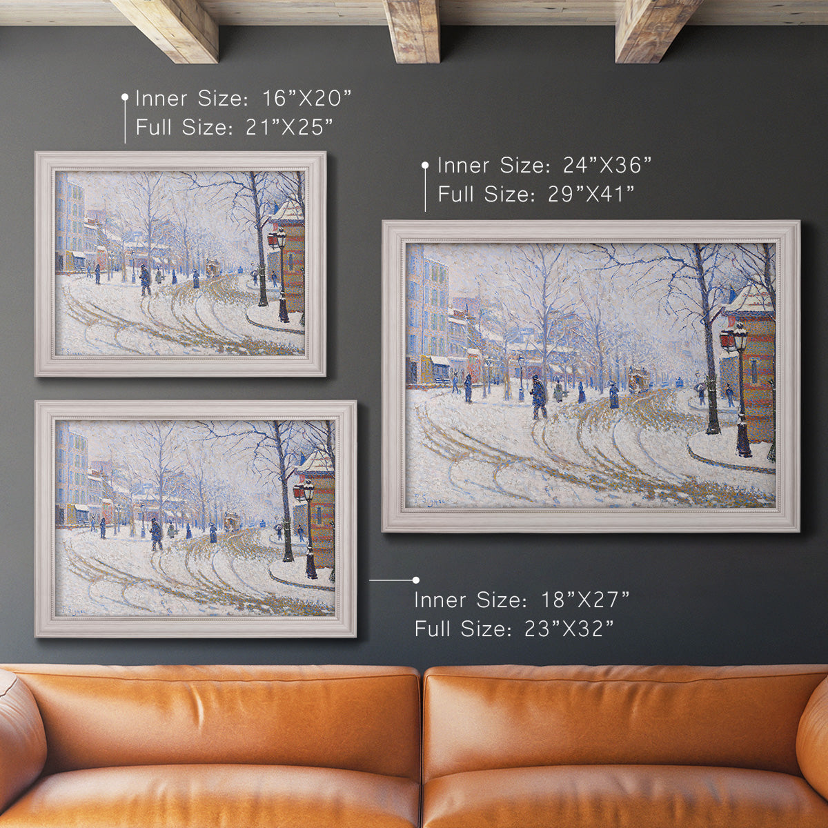 Snow, Boulevard de Clichy, Paris - Ornate Framed Canvas Print