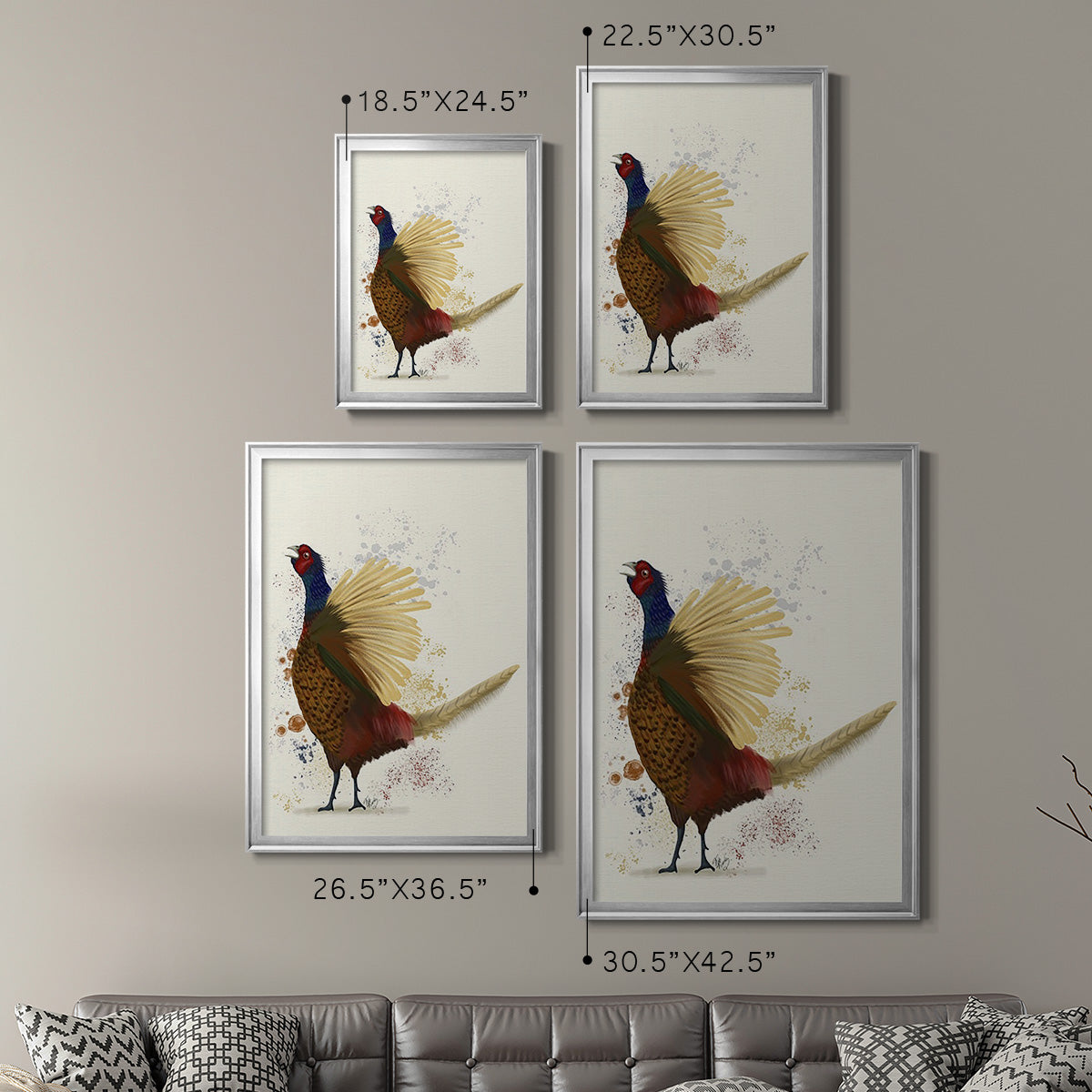 Pheasant Splash 8 - Modern Framed Canvas Print