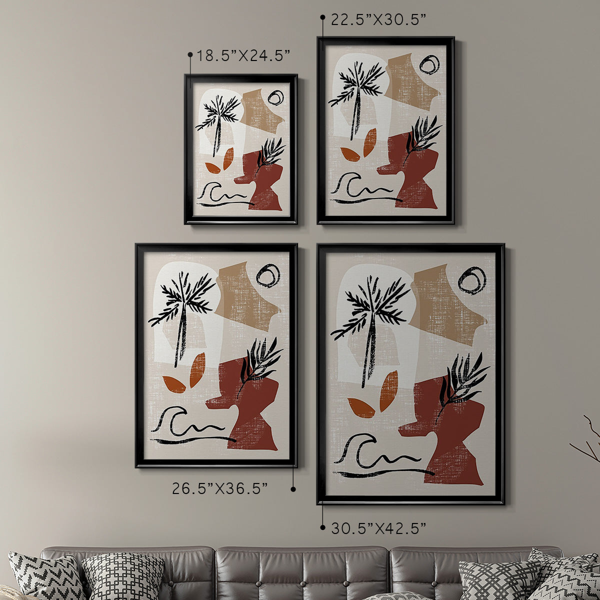 Soft Palms III - Modern Framed Canvas Print