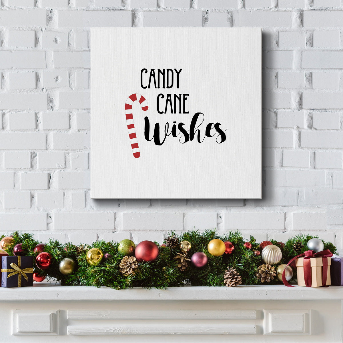 Candy Cane Wishes-Premium Gallery Wrapped Canvas - Ready to Hang