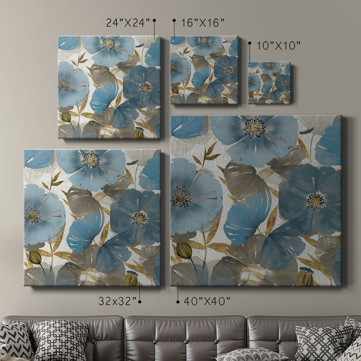 Blue and Gold Poppies II - Canvas Art Print