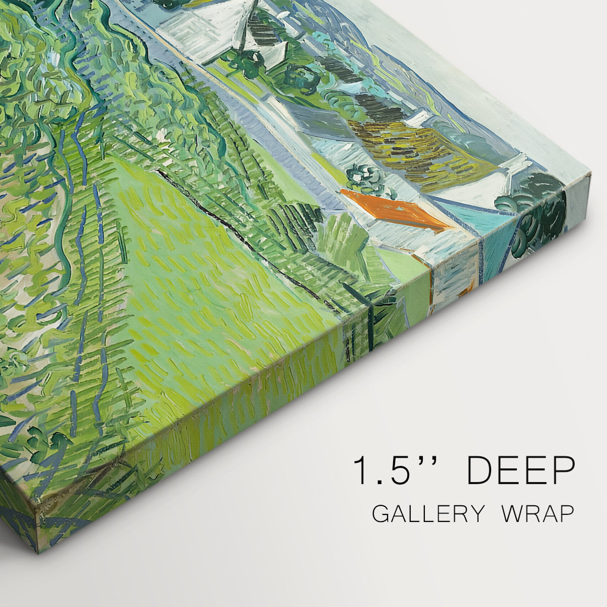 Canvas art print of a cultivated vineyard rows stretching across landscape with distant horizon, highlighting texture and gallery-wrapped edges