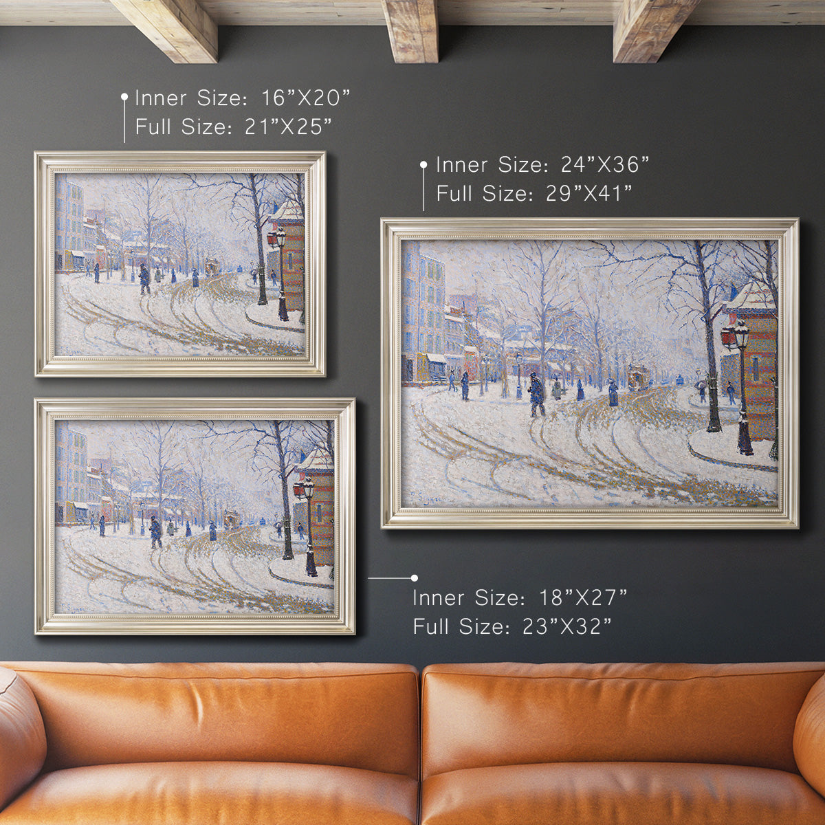 Snow, Boulevard de Clichy, Paris - Ornate Framed Canvas Print