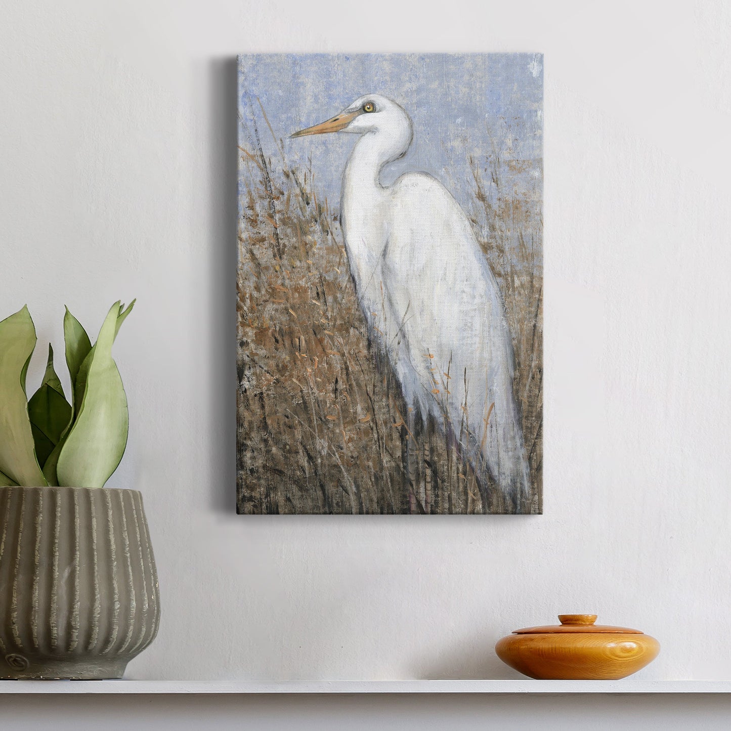 White Heron II Premium Gallery Wrapped Canvas - Ready to Hang