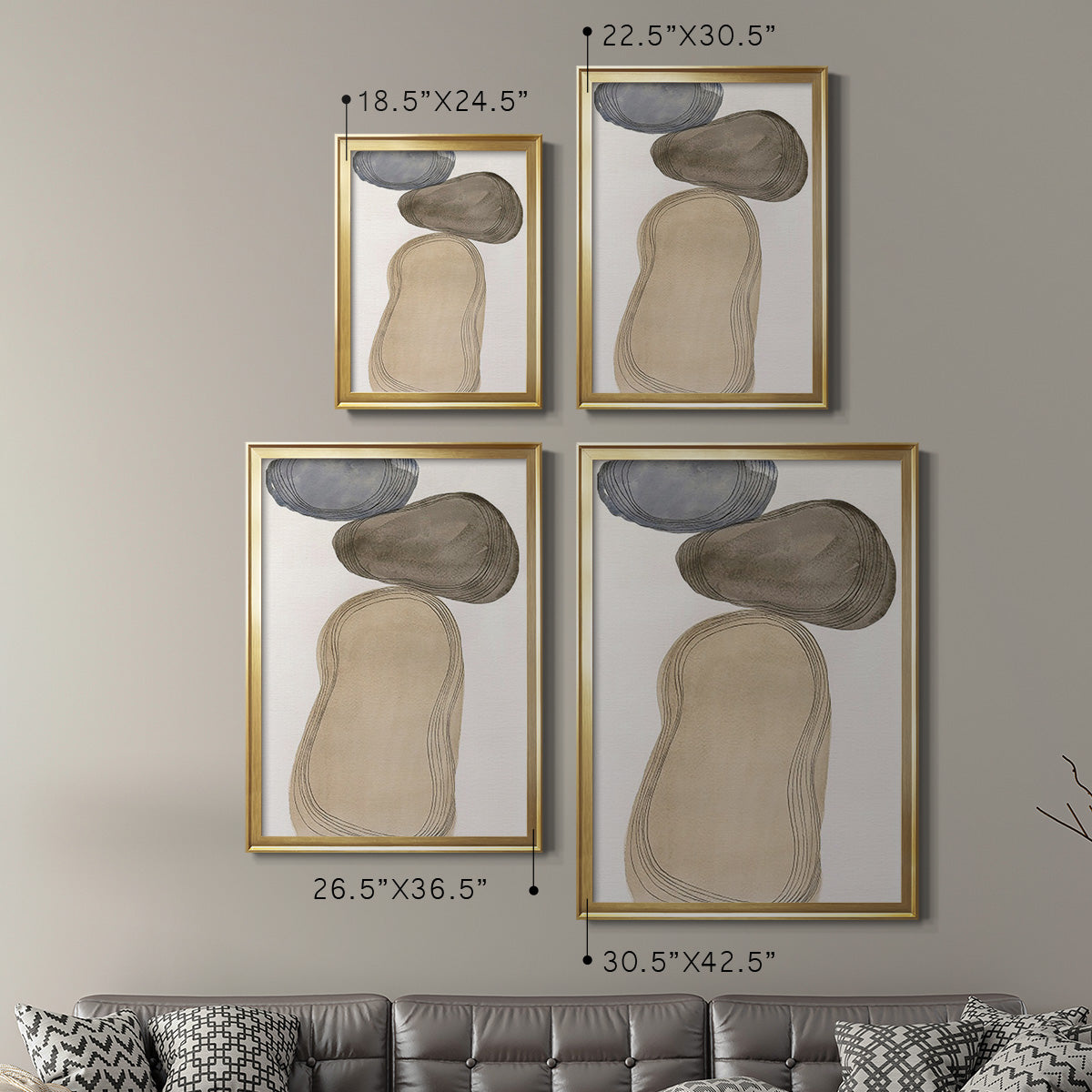 River Rocks Contour I - Modern Framed Canvas Print