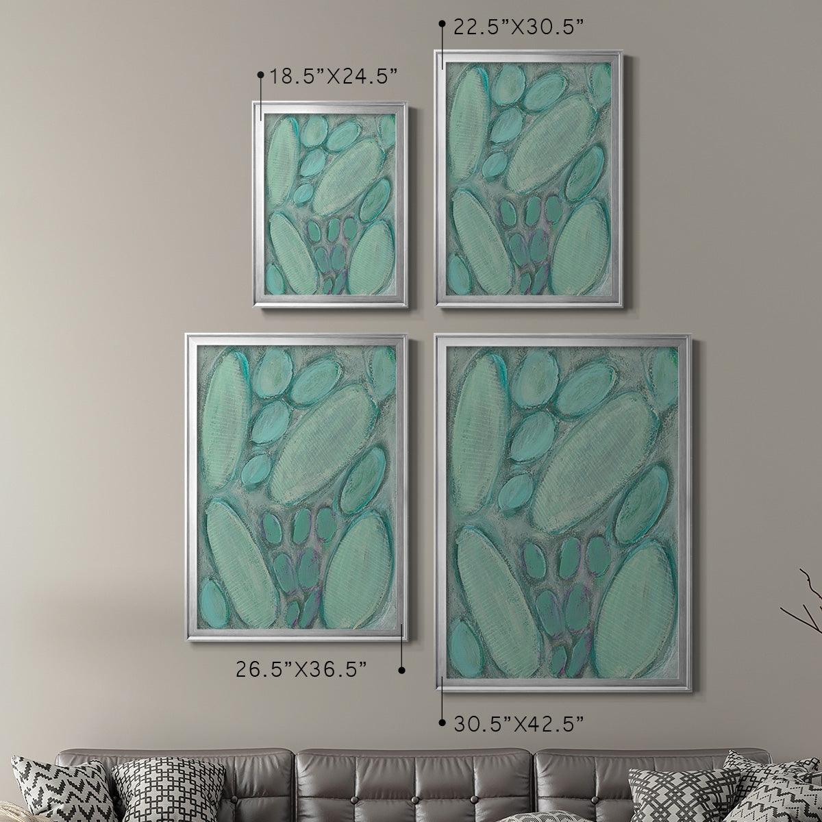 Blue Orbs I - Modern Framed Canvas Print