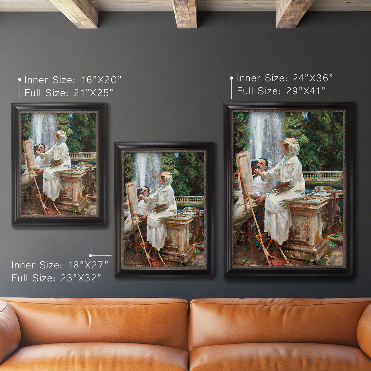 The Fountain Villa Torlonia, Frascati, Italy - Ornate Framed Canvas Print