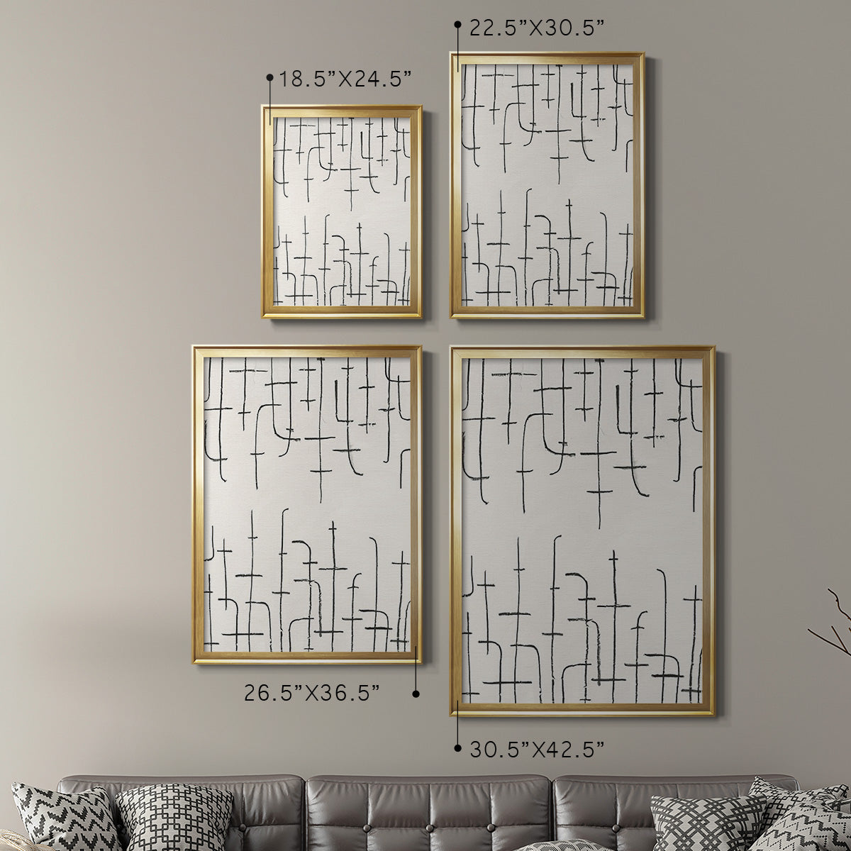 Vertical Arrangement I - Modern Framed Canvas Print