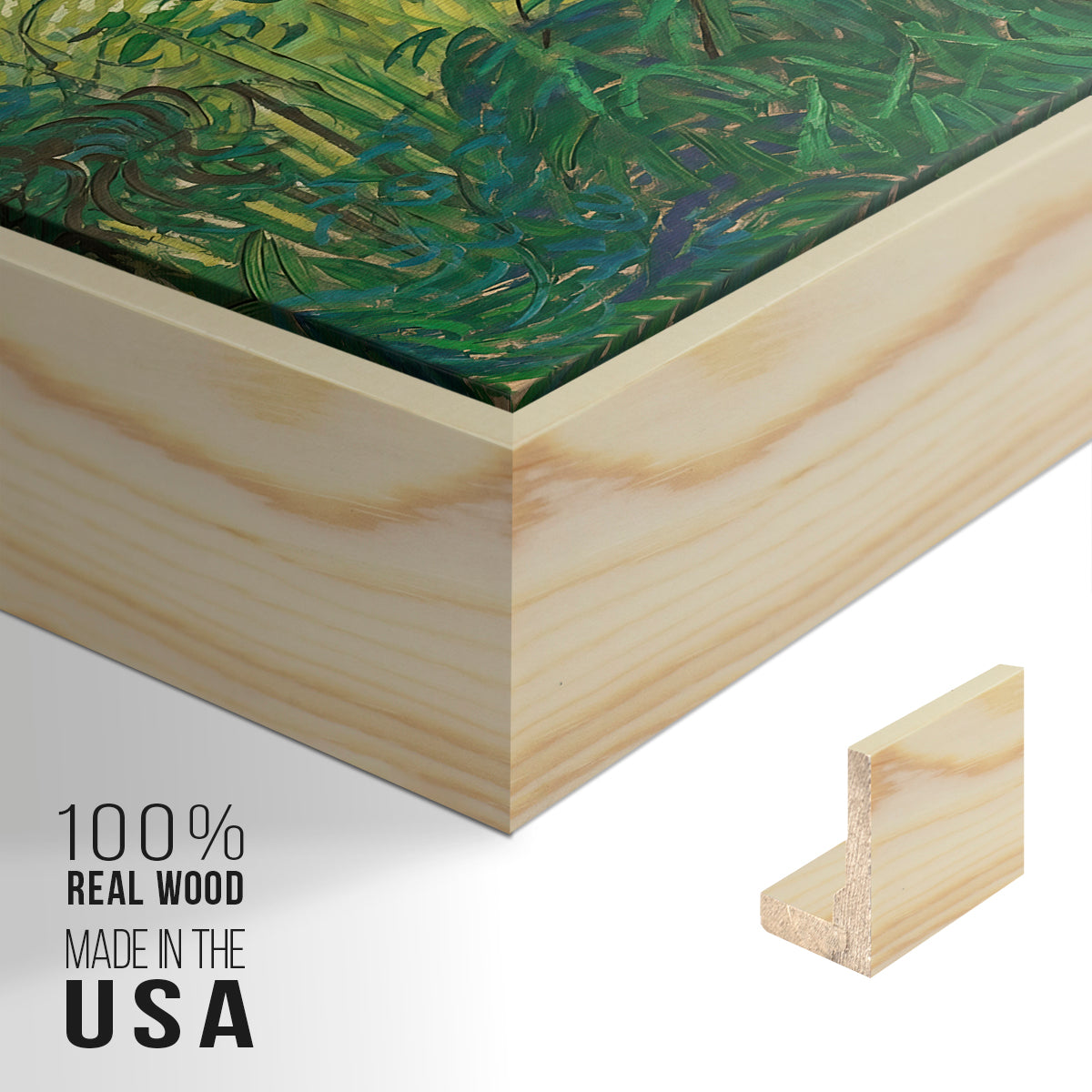 Green Wheat Field with Cypress, 1889 - Floater Framed Canvas Print