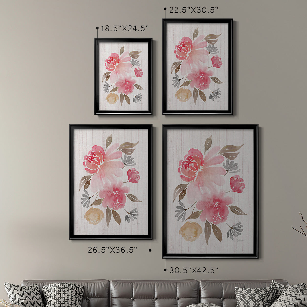 Loose Peonies II - Modern Framed Canvas Print
