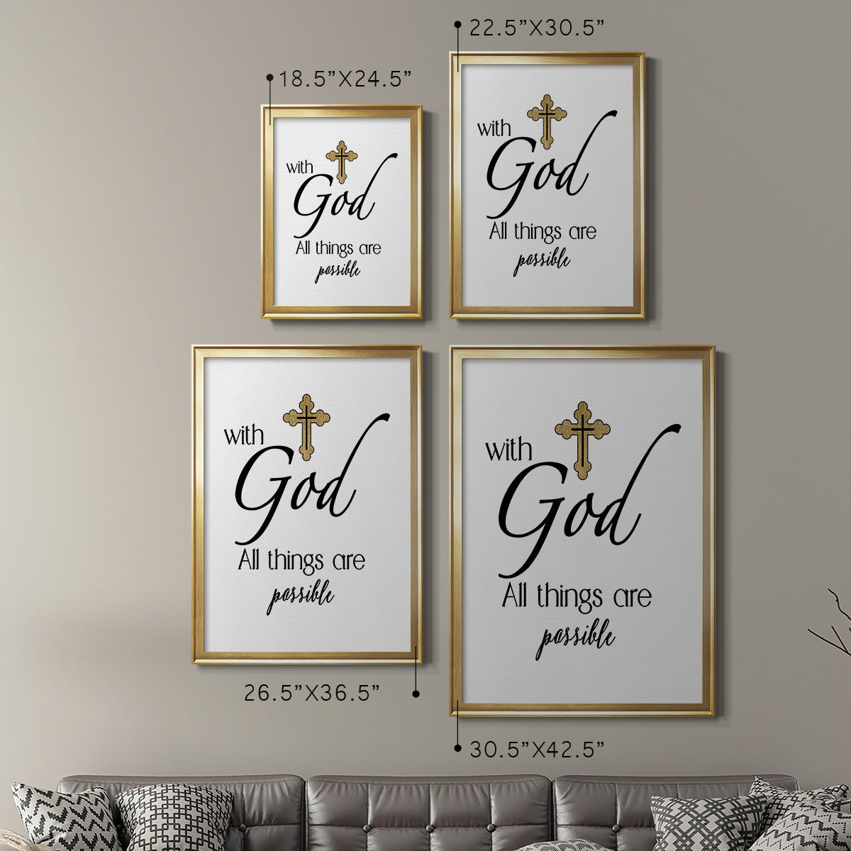 All Things Possible Gold - Modern Framed Canvas Print