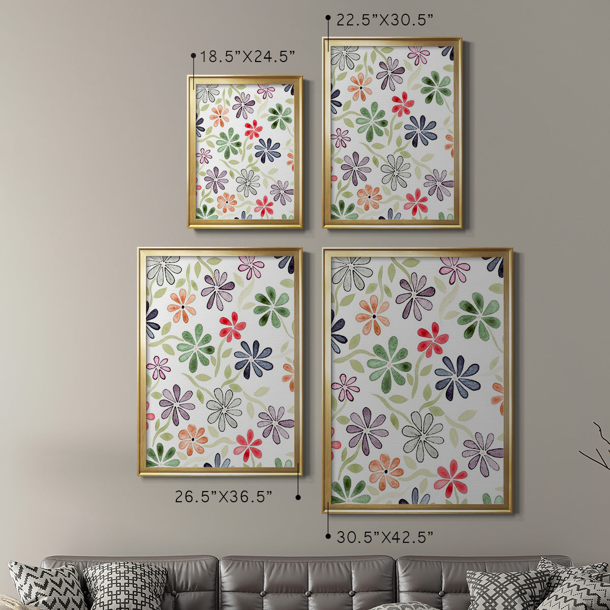 Faded Flowers I - Modern Framed Canvas Print