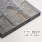 Close-up of a gallery-wrapped canvas corner showing a luminous building surface with subtle tonal changes, highlighting texture and print detail.