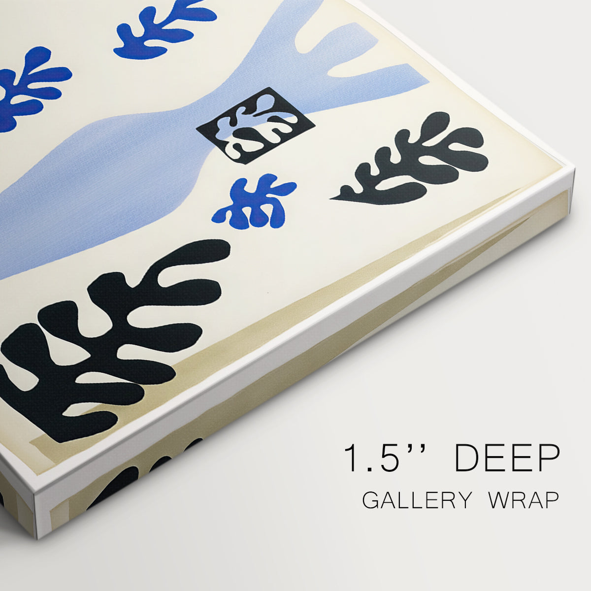 Canvas art print of an abstract cut-out composition suggesting a knife thrower, highlighting texture and gallery-wrapped edges
