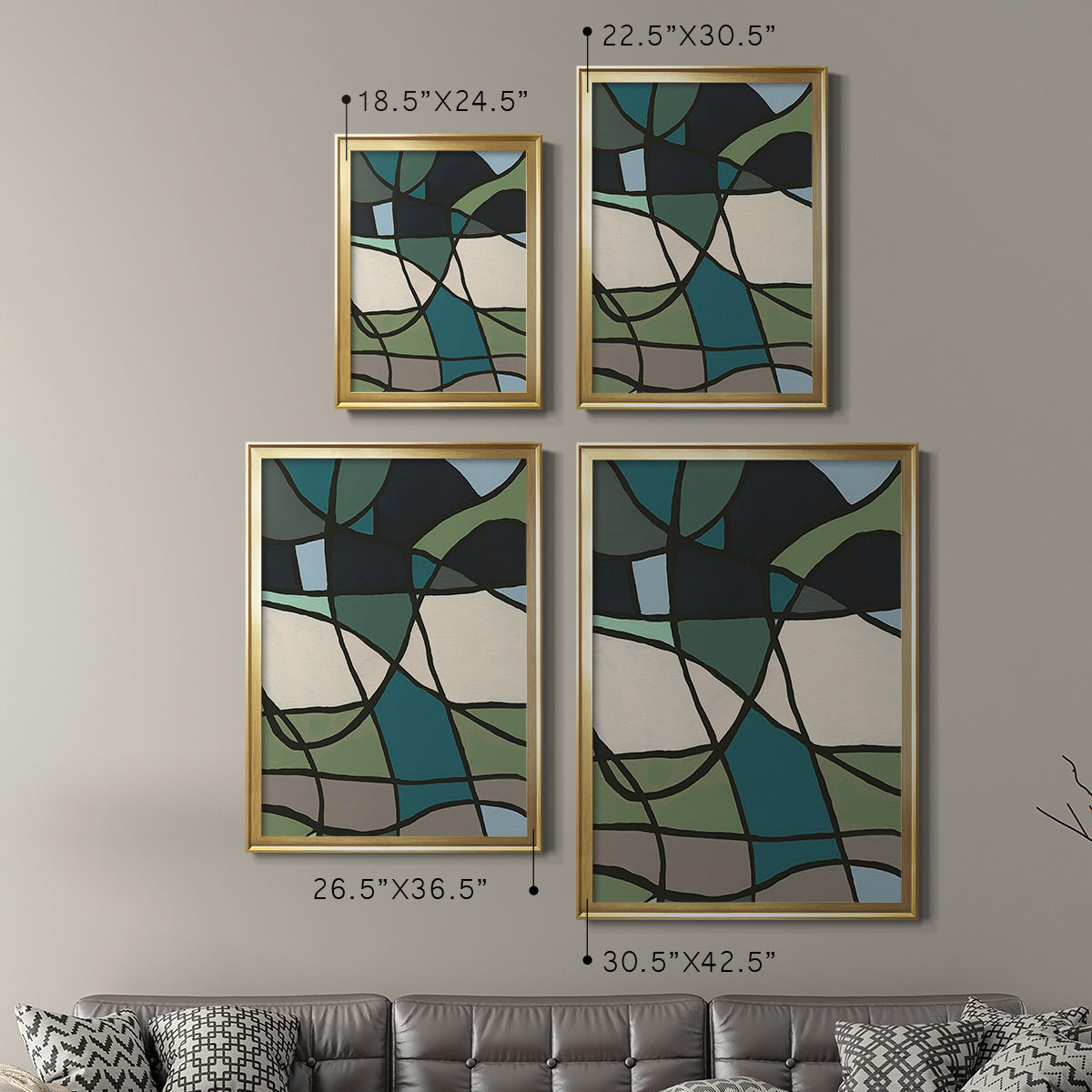 Multicolor Stained Glass I - Modern Framed Canvas Print