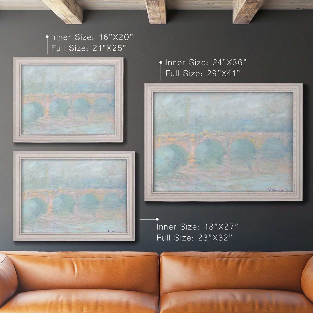 Waterloo Bridge At Sunset Pink Effect - Ornate Framed Canvas Print