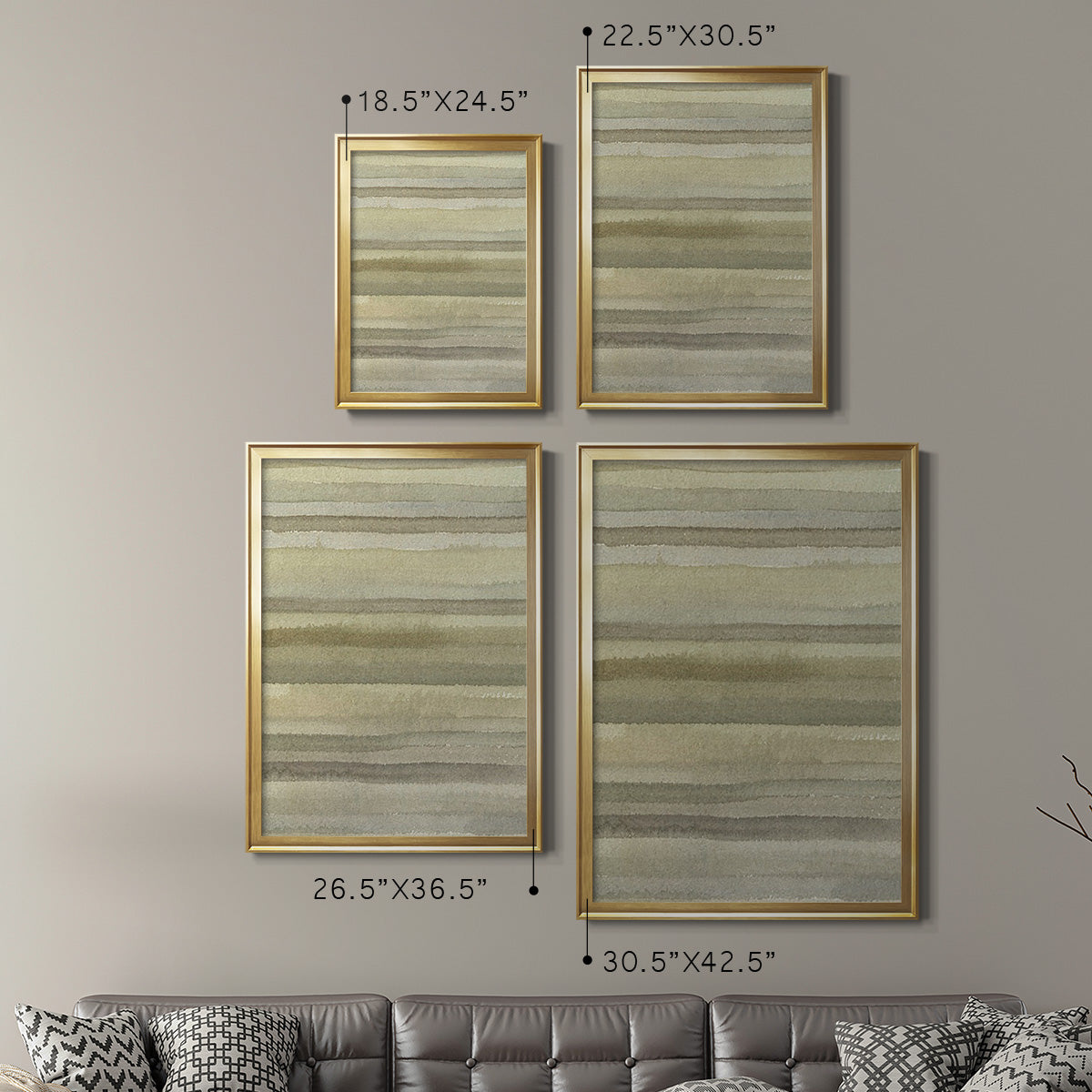 Lines in Neutral I - Modern Framed Canvas Print