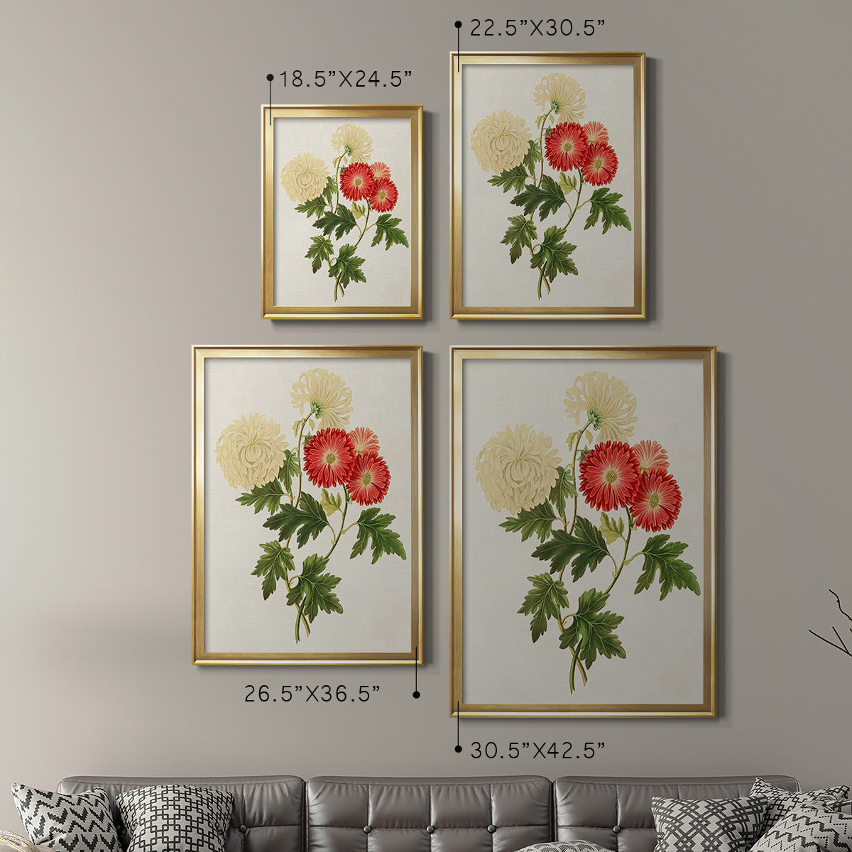 Flowers of the Seasons I - Modern Framed Canvas Print