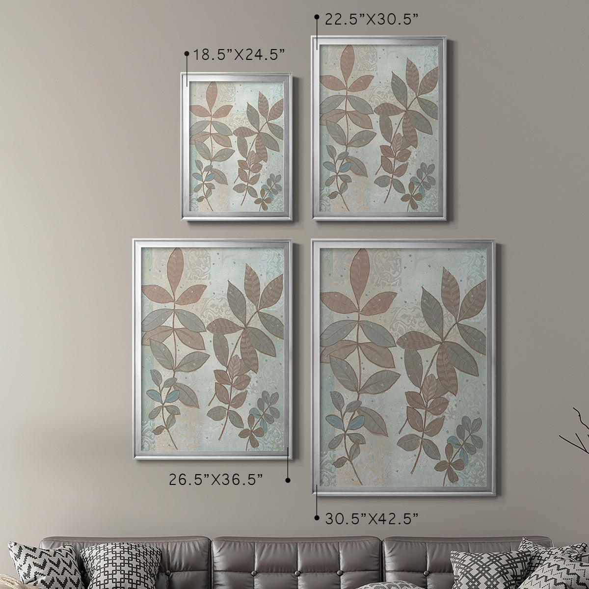 Leaf Cluster I - Modern Framed Canvas Print