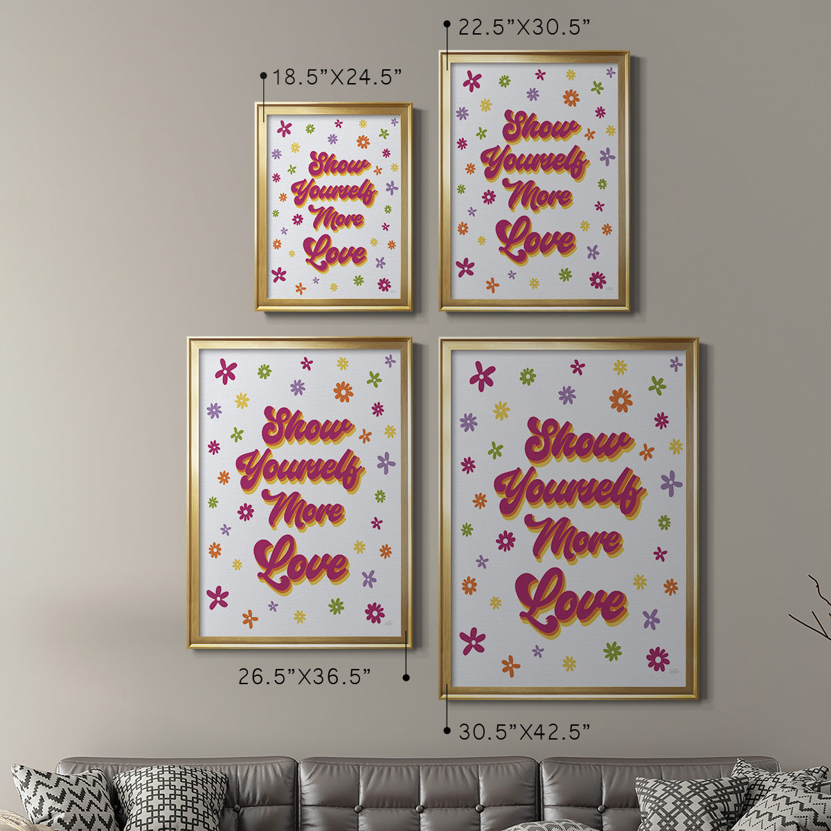 Show Yourself More Love - Modern Framed Canvas Print