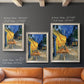 Impressionist night café street scene by Vincent van Gogh in an ornate champagne frame shown in multiple vertical size options.