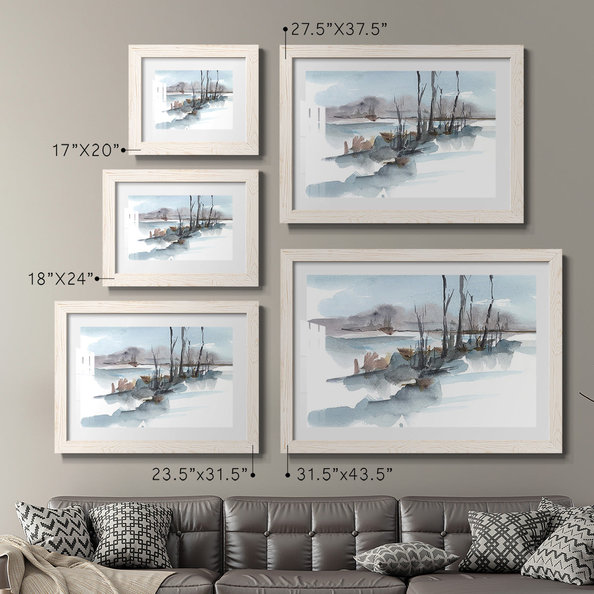 Winter Stream Watercolor I - Barnwood Framed Art Print